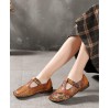 Genuine Leather Brown Flat Shoes Embossed Flats