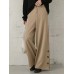 Women Pure Color Side Button Elastic Waist Casual Wide Leg Pants With Pocket