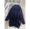 Cute navyBlouse thickplussize high neck knit tops