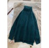 Winter blue clothes high neck baggy oversize knit tops