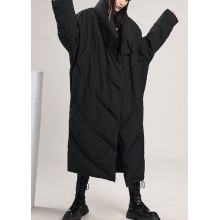 French Black Pockets Loose Duck Down down coat Winter