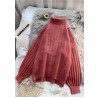 Fashion high neck  purpke redknit tops oversized cable knitted top