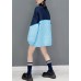 Blue Loose knit Patchwork Fine Cotton Filled Dresses Spring