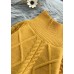 Women yellow crane tops high neck thick fall fashion knitwear